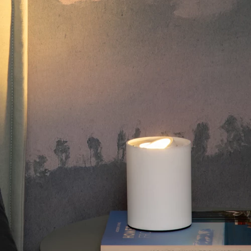Lucide TUBE - Lampe de table - Ø 9,6 cm - LED 3 StepDim - GU10 - 1x5W 2700K - Blanc - ambiance 1